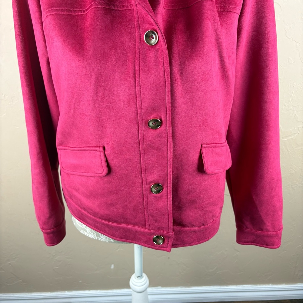 Chicos Pink Faux Suede Jacket Women’s size 1 Medium - Picture 4 of 12